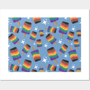 Seamless Repeating Inclusive Rainbow Pride Flag Pattern Posters and Art